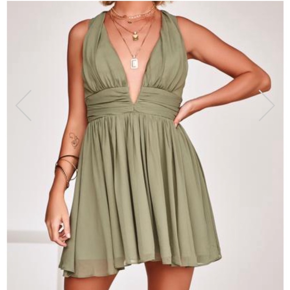 green mini dress